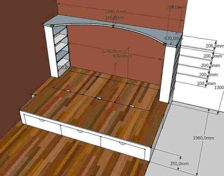 Кровать-подиум своими руками: как сделать в квартире (пошаговая инструкция)