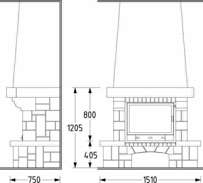 Размеры каминов из кирпича
