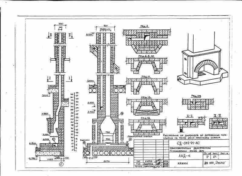 Чертежи каминов из кирпича