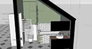 Добрый день. Подскажите, кто-то вешал штору в ванной на косой потолок? Думаем штору стеклянную…