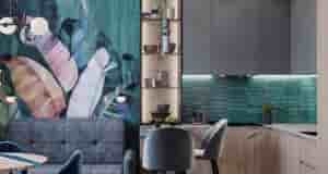 Яркая и интересная квартира, площадью 43 кв.м. Заказчики проекта – молодая пара. Изначально повезло…