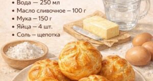 Лёгкие, воздушные, с красивыми полостями внутри — именно такими должны быть правильные профитроли. Ингредиенты:…